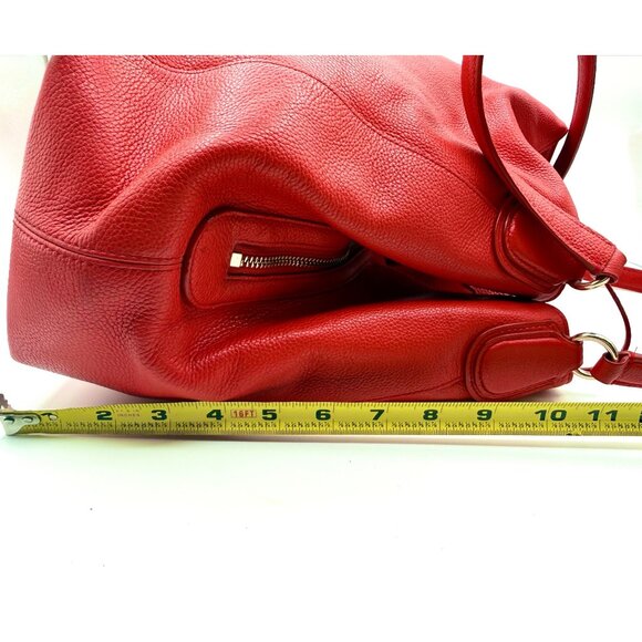 Coach Red Pebbled Leather Large Shoulder Hobo Bag 33547 Turnlock Zip Gold - Picture 16 of 16